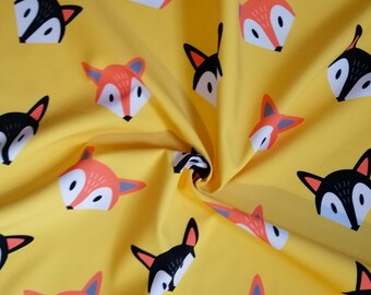 custom printed fabric by yard Patchwork Soft shell Softshell Fabric jacket fabric jacket fabric Little Fox Orange Fox 300gsm