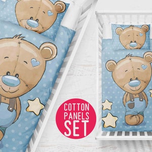 Bear  Blanket Panel set, PREMIUM COTTON, pillows, beddings, Quilting Panel,  Blanket Panel, Panel for blankets Baby Panels,