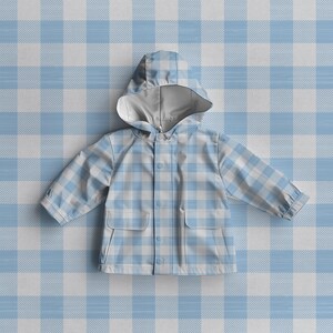 Blue Check Plaid Softshell Fabric | Tartan Waterproof Raincoat Cloth | Sold by Half Metre | Kids Adults Outdoor Jacket Coat Sewing