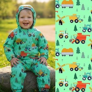 City Cars & Tractors Softshell , Raincoat Material  , Waterproof Fabric,  Outdoor, Patio, Furniture, Bag,