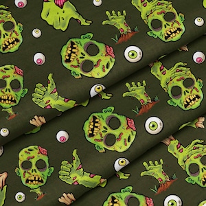 Zombieën | Zombies-stof |  Katoenstof | Katoen | Beddengoed | MATERIAALKEUZE | op maat bedrukt | stof per meter |