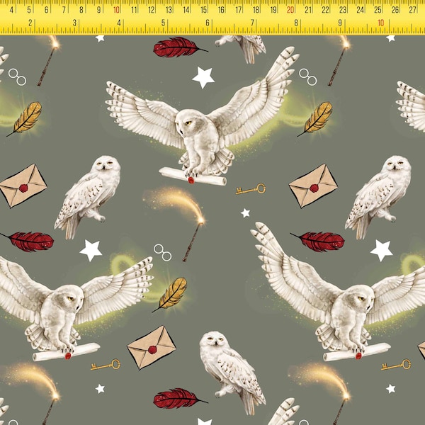 Tissu hibou, tissu sorcier, sorcier, tissu Harry, tissu de toile imperméable, tissu imperméable, tissu de toile imperméable, imperméable,