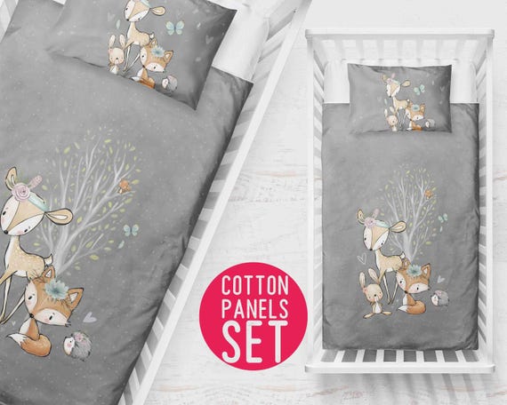 Woodland Blanket Panel set, PREMIUM COTTON, pillows, beddings, Quilting Panel,  Blanket Panel, Panel for blankets Baby Panels, , Choose size