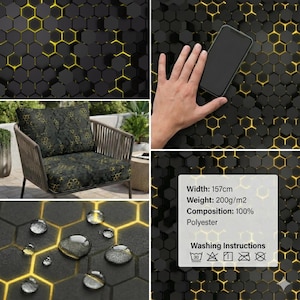 Tactical Gear , Techwear Aesthetic, Hydrophobic Oxford 600D, Geometric Honeycomb Print, Futuristic Camo, Garden Furniture Upholstery image 2