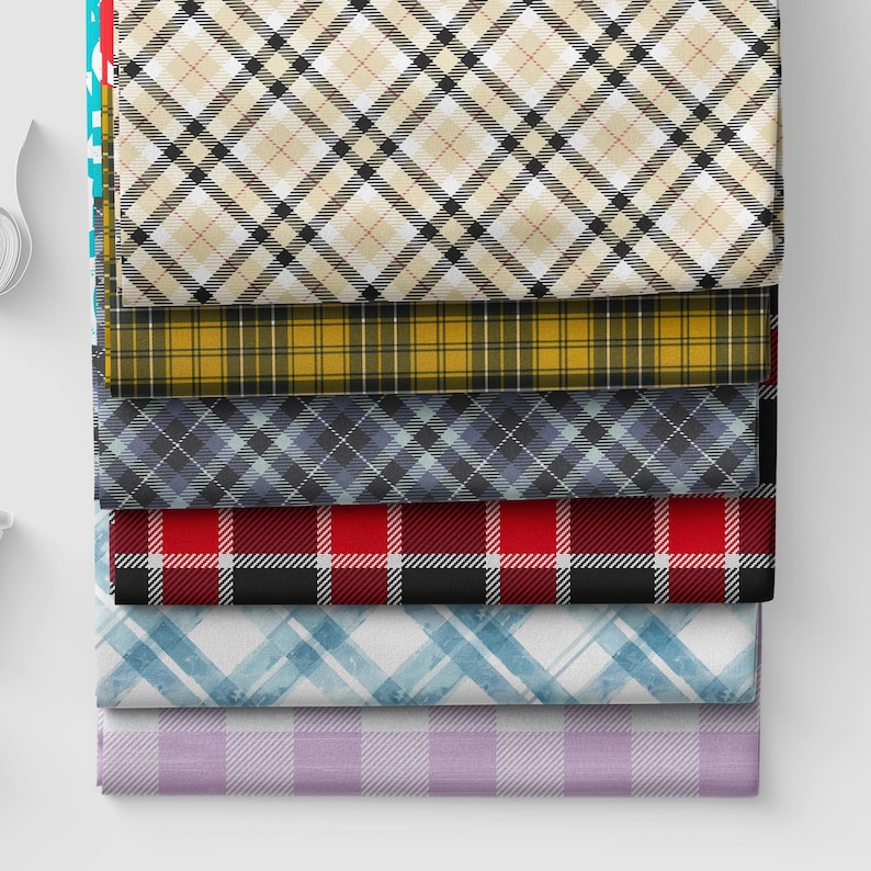 Softshell Fabric | Soft shell | jacket fabric | 300gsm | custom printed | jacket fabric | fabric by yard | Patchwork Tartan Plaid Scottish image 1