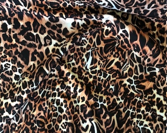 Leopard Print Softshell Fabric, Water-Resistant, Breathable Shell