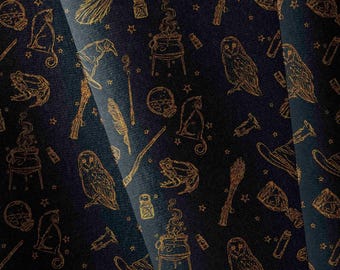 Wizard Fabric, Wizard , Harry ,   Bedding ,  , custom printed , by metre ,Cotton Fabric,  Dressmaking, Organic, Sewing, DIY