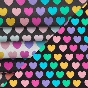 Hearts Fabric, Rainbow, Tiny Hearts, Love Hearts, Cotton, Softshell, Upholstery