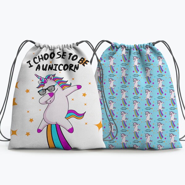 diWaterproof Fabric | Fabric Panel | Drawstring Bag Panel | 200gsm | custom printed | Kinder Stoff | Kinder Stoffe |Star Unicorn