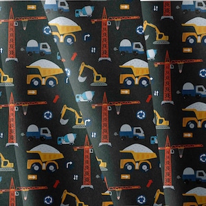 Construction Vehicles & Cars Print Softshell Fabric | Waterproof Raincoat Cloth | Sold by Half Metre | Boys Kids Outdoor Jacket
