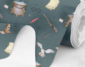 Wizard Fabric, Wizard , Harry ,   Bedding ,  , custom printed , by metre ,Cotton Fabric,  Dressmaking, Organic, Sewing, DIY