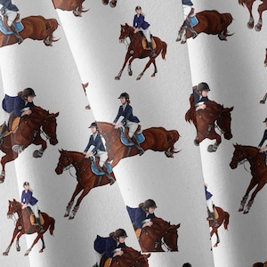 Horse and Rider Softshell Fabric by the Half Metre, Waterproof Equestrian Raincoat Textile