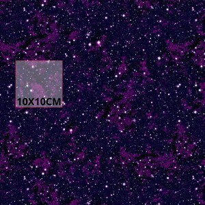 Galaxy Softshell Fabric – Dark Violet Night Sky Print | Water-Repellent, Fleece Backed | Raincoat & Jacket Fabric by the Half Metre image 2