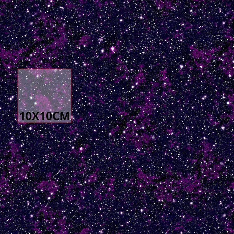 Galaxy Softshell Fabric – Dark Violet Night Sky Print | Water-Repellent, Fleece Backed | Raincoat & Jacket Fabric by the Half Metre image 2