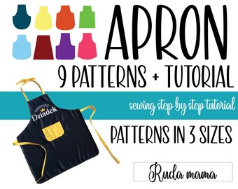 Apron Pattern | Apron - 9 Sewing patterns + Tutorial | Step by Step | DIY APRON | apron with pockets | Apron Patterns | Retro Apron Pattern