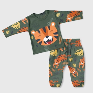 French Terry, Jersey Panel, Paneele, Stoff, Stoffe, 50 x 150 cm, Kids Panels, Baumwolle, Stoffwahl ! Einfaches Tiger Design | Tiger | Dschungel