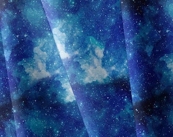 Galaxy Sky Canvas Fabric, Dark Celestial Aurora Print, Waterproof Outdoor Material, Patio Furniture Bag Sewing, Custom Printed by Metre