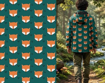 Fox Print Softshell Fabric | Waterproof Material for Raincoats, Dog Coats, and Bags
