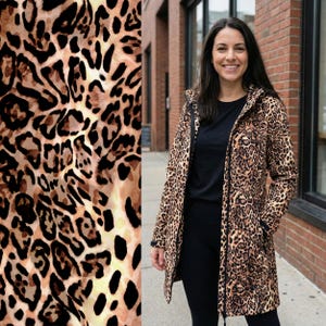 Leopardmönstrat softshelltyg, vattenavvisande, andningsbart, klädtextil