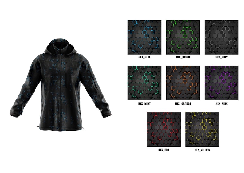 Tactical Gear , Techwear Aesthetic, Hydrophobic Oxford 600D, Geometric Honeycomb Print, Futuristic Camo, Garden Furniture Upholstery image 6
