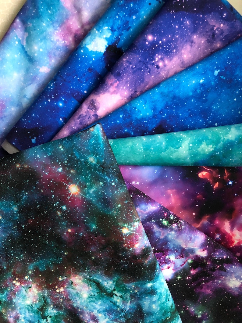 Galaxy Softshell Fabric – Dark Violet Night Sky Print | Water-Repellent, Fleece Backed | Raincoat & Jacket Fabric by the Half Metre image 4