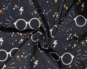Wizard Softshell Fabric, Waterproof, Magical Glasses Print, By the Yard