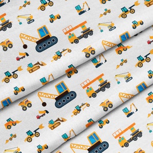 Excavator | Digger Fabric |  Cotton Fabric | Cotton | Bedding fabric | FABRIC CHOICE | custom printed | fabric by metre |