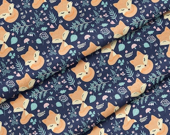 Fox Floral Softshell Fabric, Water-Resistant Outdoor Textile, Kids Apparel Material