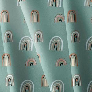 a close up of a curtain with a pattern on it