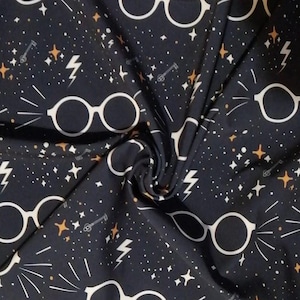 Wizard Softshell Fabric, Waterproof, Magical Glasses Print, By the Yard
