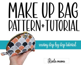 Make Up Bag - Sewing pattern | Tutorial | Step by Step | DIY make up bag | Makeup Bag Pattern, Easy Sewing Patterns, Cosmetic Bag Pattern
