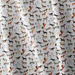 Horse Print Softshell Fabric, Water-Resistant Outdoor Material