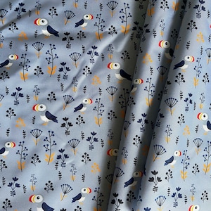 Tessuto Puffin, tessuto di tela, tela resistente all'acqua, tessuto, tessuto per esterni, tessuto impermeabile, tessuto per esterni, Puffin, uccelli