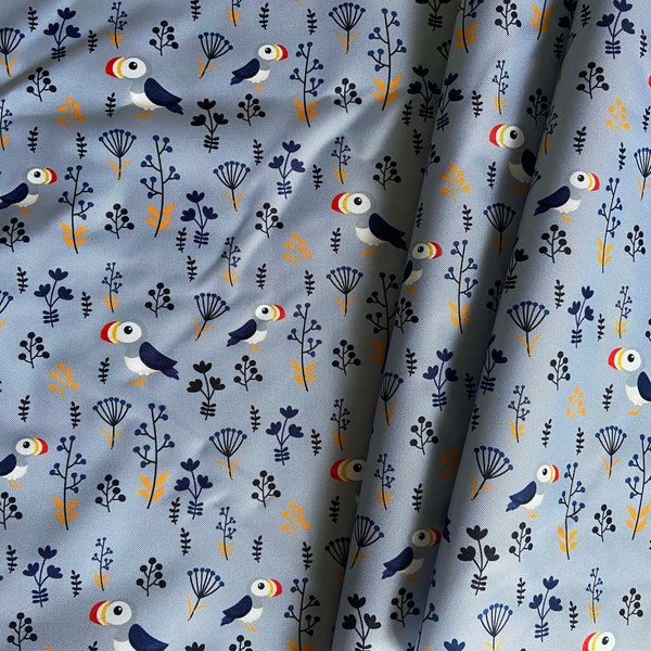 Puffin Fabric, Canvas Fabric, water resistant canvas,  stoff, outdoorstoff meterware,water proof fabric,outdoor fabric,Puffin , Birds