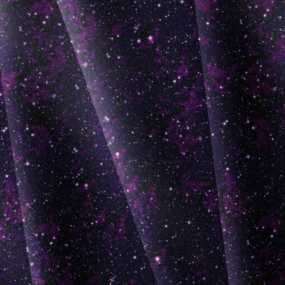 Galaxy Sky Softshell Fabric, Dark Violet, Water-Resistant, Windproof, Fleece Backing