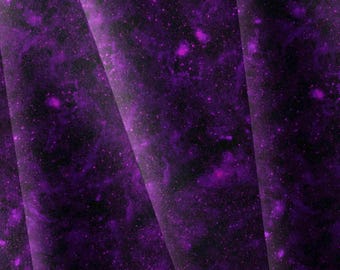 Tiefvioletter Galaxy-Canvas-Stoff | Wasserfester violetter Weltraumdruck | Outdoor-Taschenstoff | Meterware