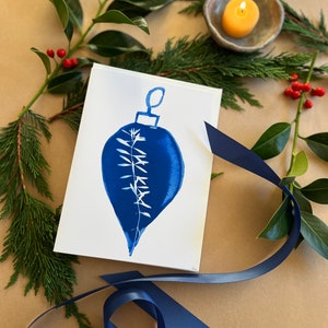 Simplement élégant, Carte de vœux cyanotype 5x7 des Fêtes saisonnières, vierge, papier et encre de qualité supérieure, reproduction d’impressions cyanotypes originales