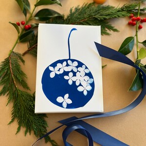 Po prostu eleganckie, Ornament. Świąteczna 5x7 Cyanotype Greeting Card, Pusta, Papier i Tusz Najwyższej Jakości, Reprodukcja Oryginalnych Odbitek Cyanotype