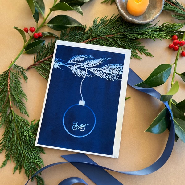 Simplement élégant, Holiday 5x7 Cyanotype Greeting Card, Blank, Top Quality Paper and Ink, Reproduction of Original Cyanotype prints