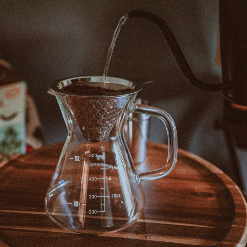 Pour Over Coffee Dripper Stand Glass Carafe Reusable Etsy