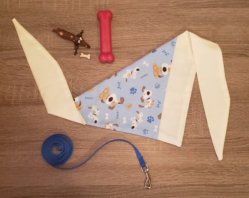 Blue and Plaid Dog Fabric Bandana-Charitable Personalized Reversible Bandana-Custom Dog Bandana-Dog Bandana-Scarf-Dog Fabric