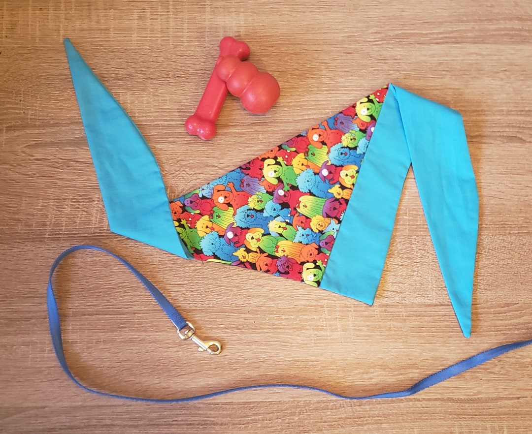 Rainbow Dogs and Paw Print Fabric Bandanacharitable Personalized