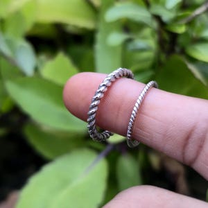 Set of 2 Twisted Rope Braided Band Ring Sterling Silver, Stacking Ring