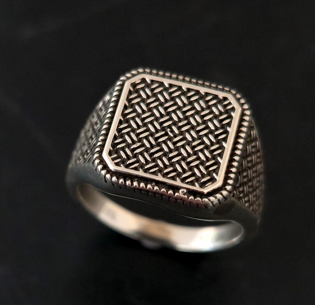 Sterling Silver Men's Signet Ring: Woven Gothic Pattern - Etsy