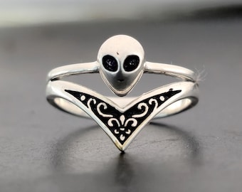 スターリングシルバーのUFOリング、シルバーUFOリング、シルバーの空