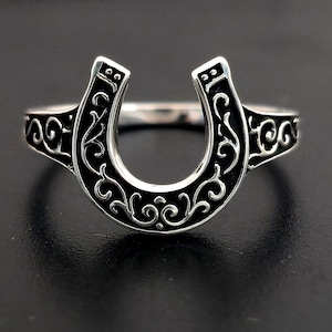 Sterling Silver Horseshoe Ring: Western Style Good Luck Jewelry