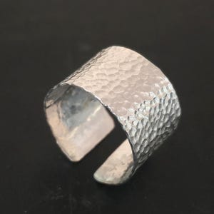 Hammered Band Adjustable, Sterling Silver, Wide Band Ring