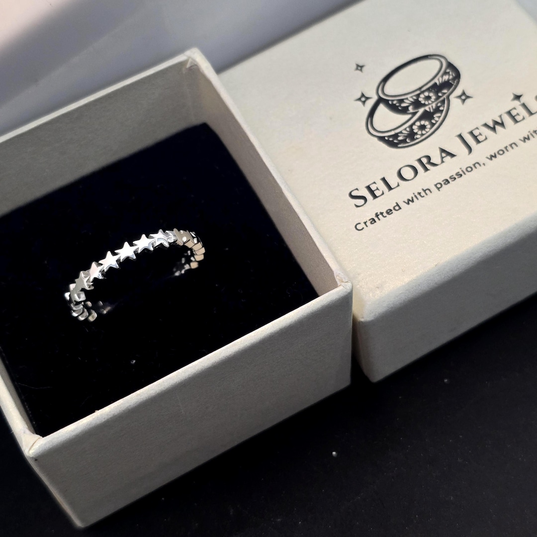 Sterling Silver Star Ring: Dainty Celestial Stacking Band - Etsy UK
