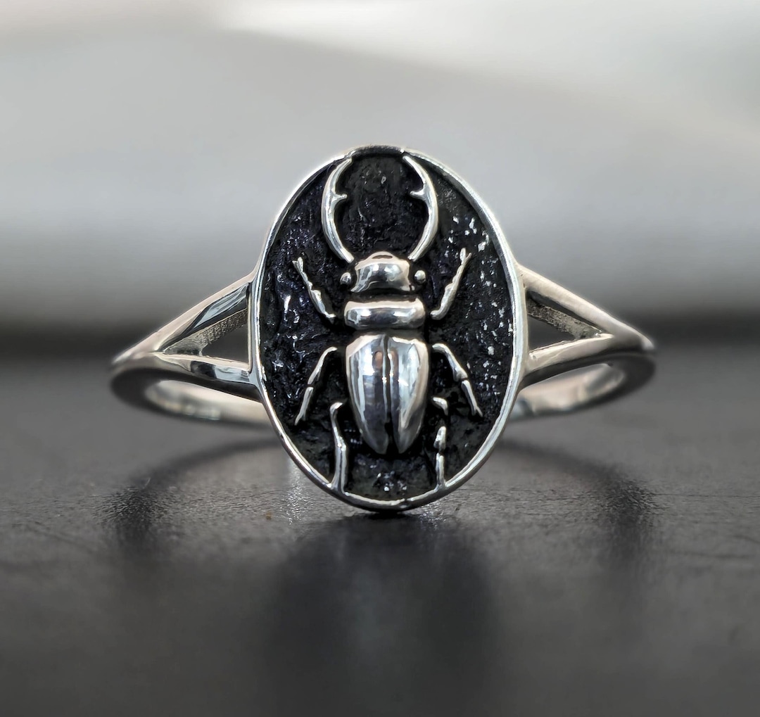 Sterling Silver Beetle Ring: Boho Scarab Jewelry - Etsy