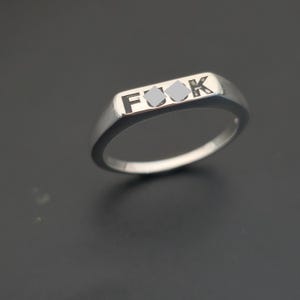 Sterling Silver &#39;Fxxk&#39; Bar Signet Ring: Mature Gift